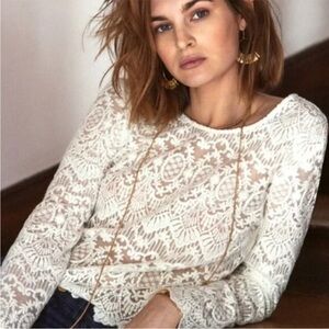 SÉZANE Daisy Lace Blouse in White sz US 6 / FR 38